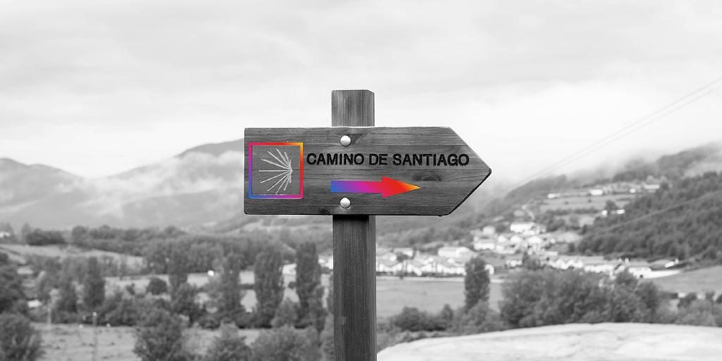 señal de madera del Camino de Santiago